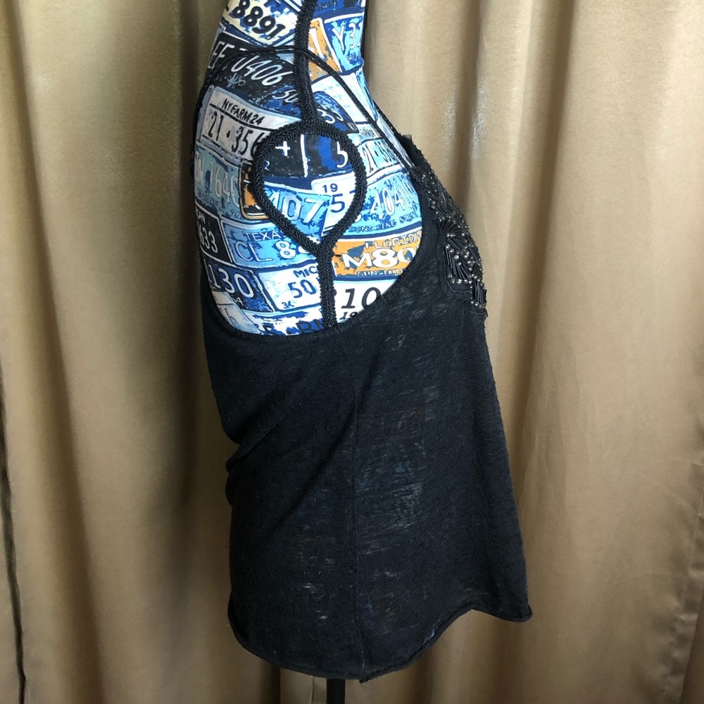 Free People Knit Noodle Strap Tank Top with Leaf Details - Picture 3 of 11